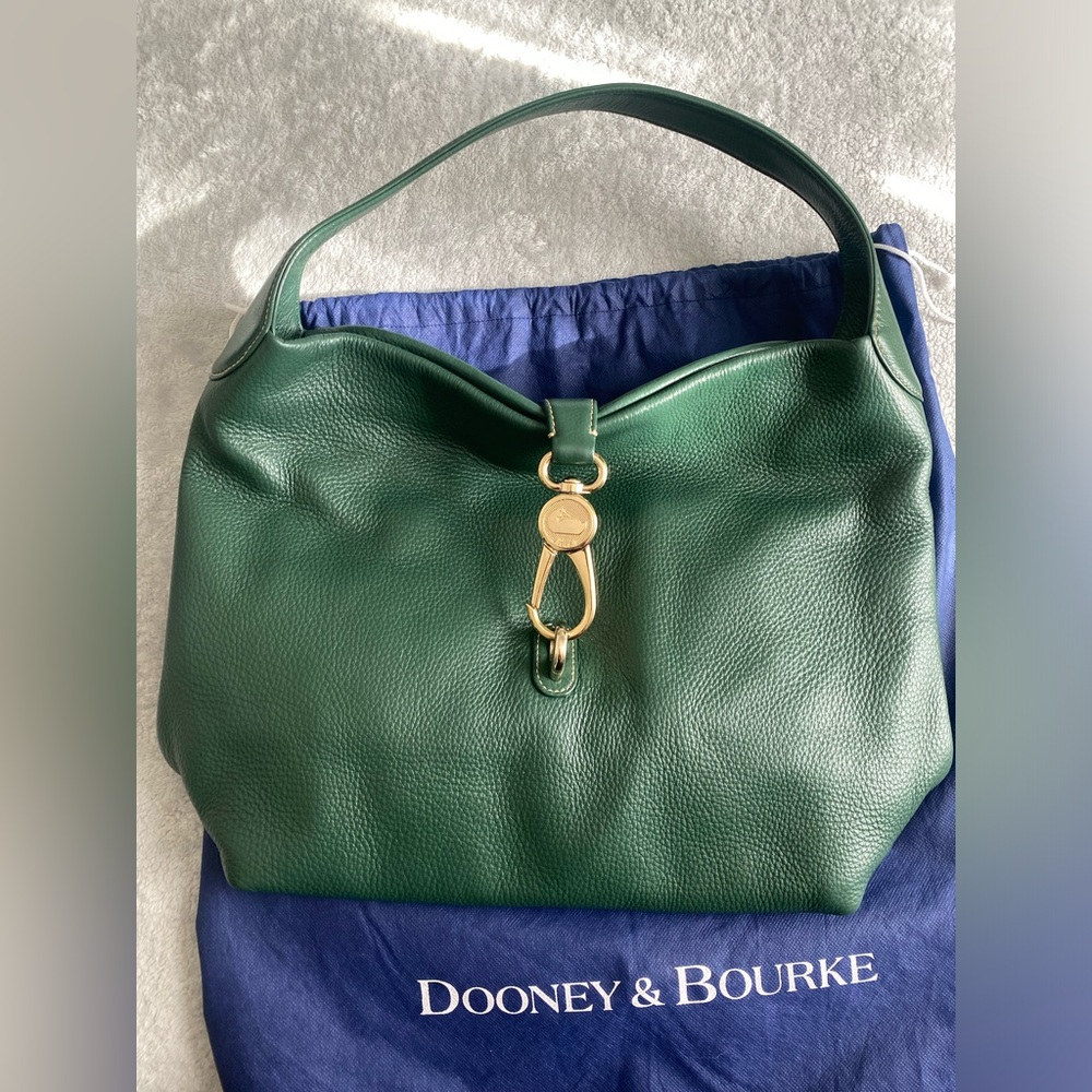 Dooney & Bourke Green Pebbled Leather Hobo Shoulder Bag
